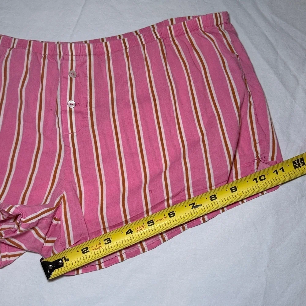 Aerie Pink White & Gold Striped Pajama Boxer Shorts Size XS NWOT